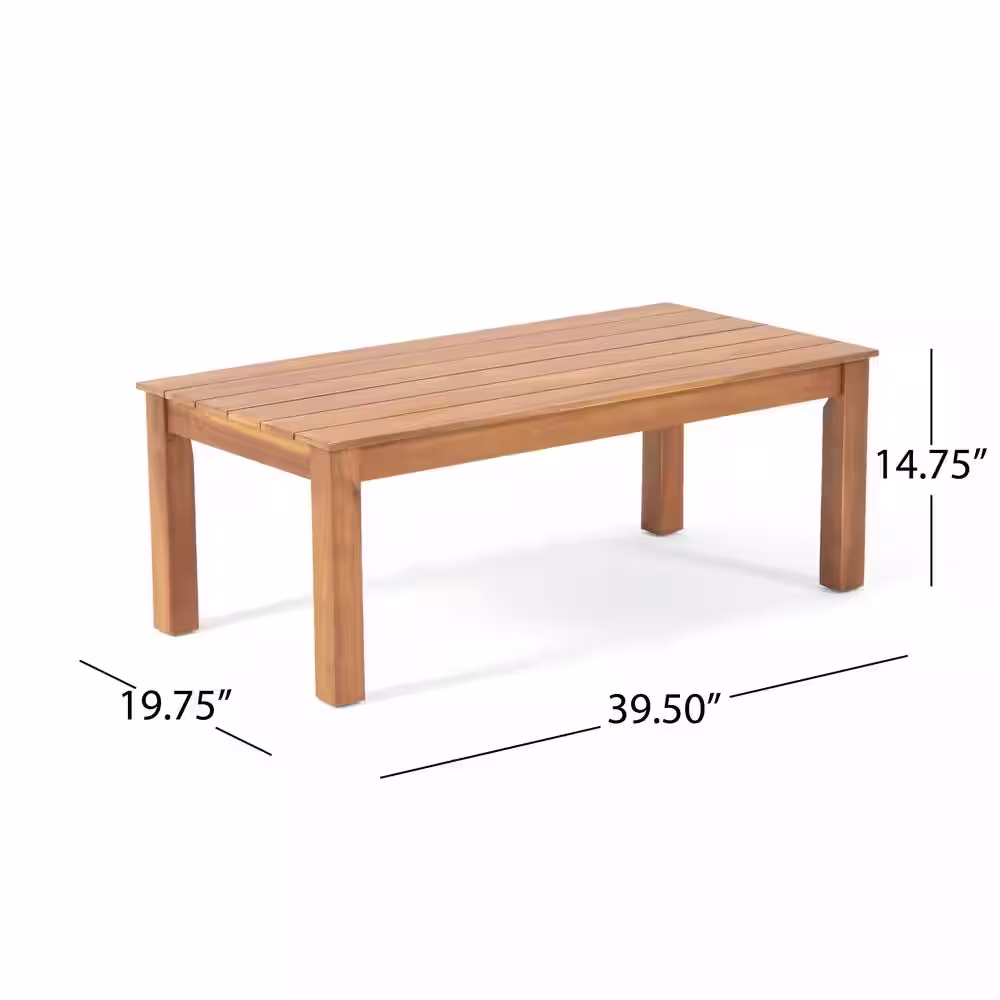 Noble House Temecula Brown Patina 4-Piece Wood Patio Conversation Set with Cream Cushions