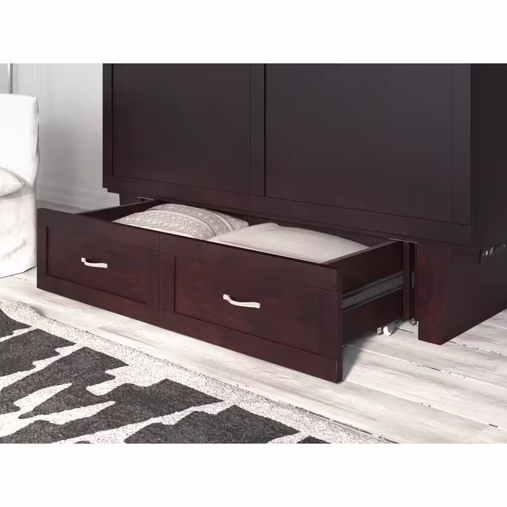 AFI Monroe Espresso Queen Murphy Bed Chest with Charging Station