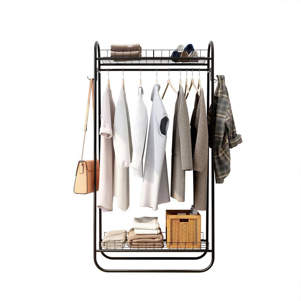 None Black Metal Clothes Rack 32.9 in. W x 64.96 in. H