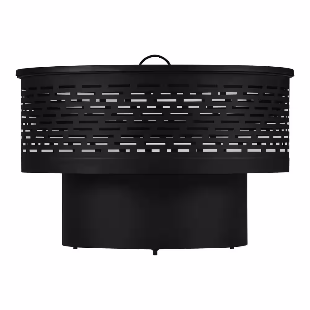 Hampton Bay 26 in. Outdoor Steel Wood Burning Black Fire Pit