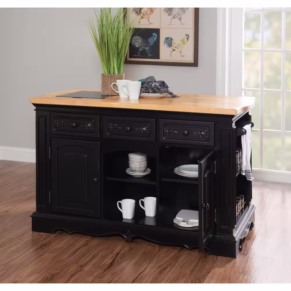 Powell Company Natural Pennfield Black Kitchen Island Granite Top