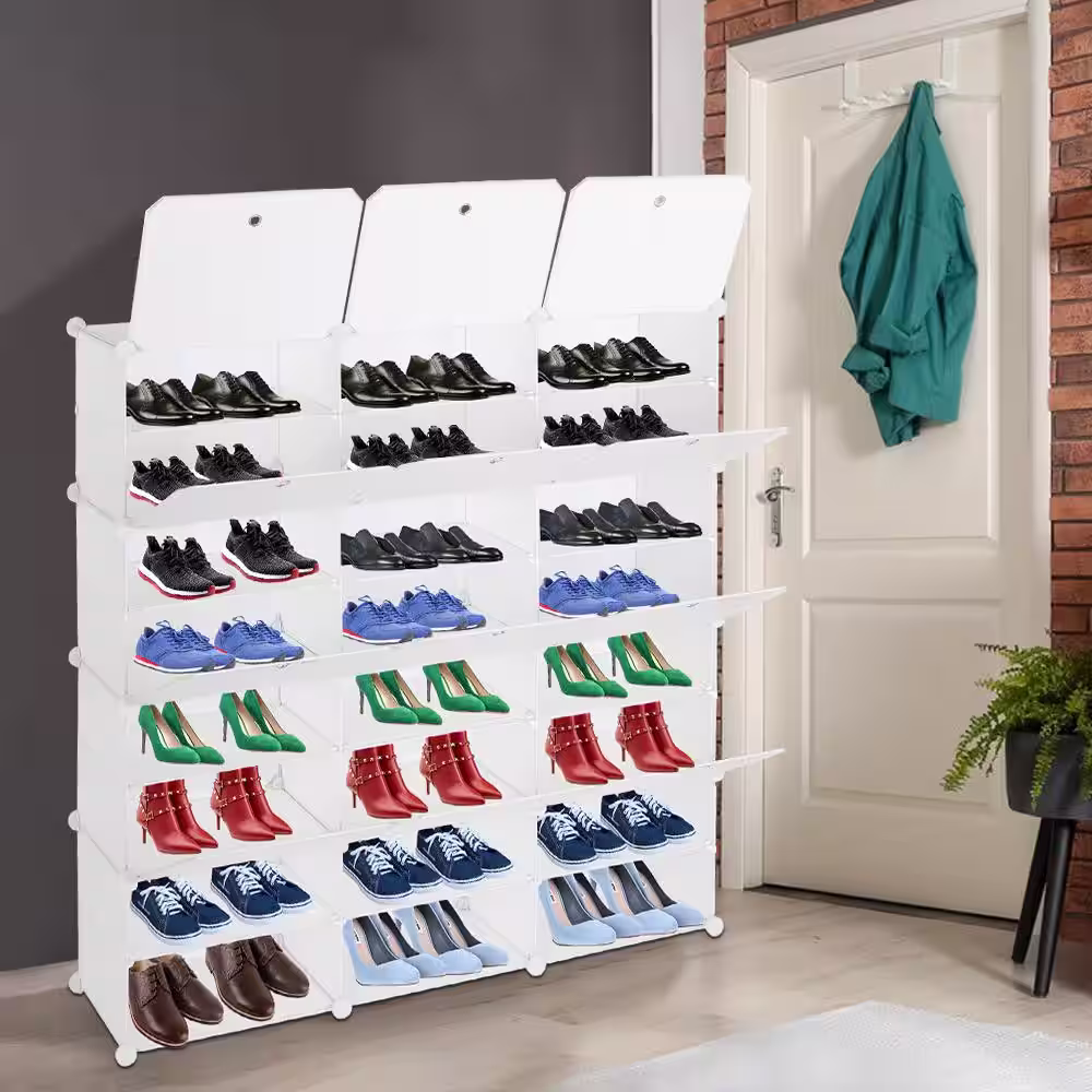 None 48 in. H 48-Pair White Shoe Rack