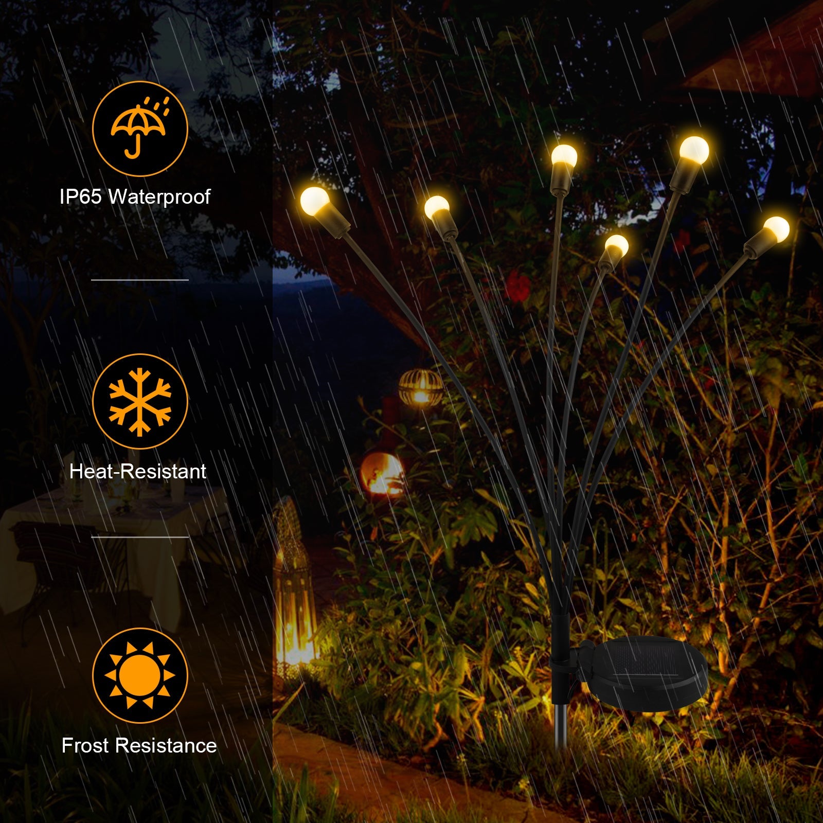 2pcs Solar Stake Lights, TSV LED Firefly Garden Light Waterproof Outdoor Solar Decorative Path Light Stake Lamp for Landscape Yard Patio Wedding Decorations Gifts