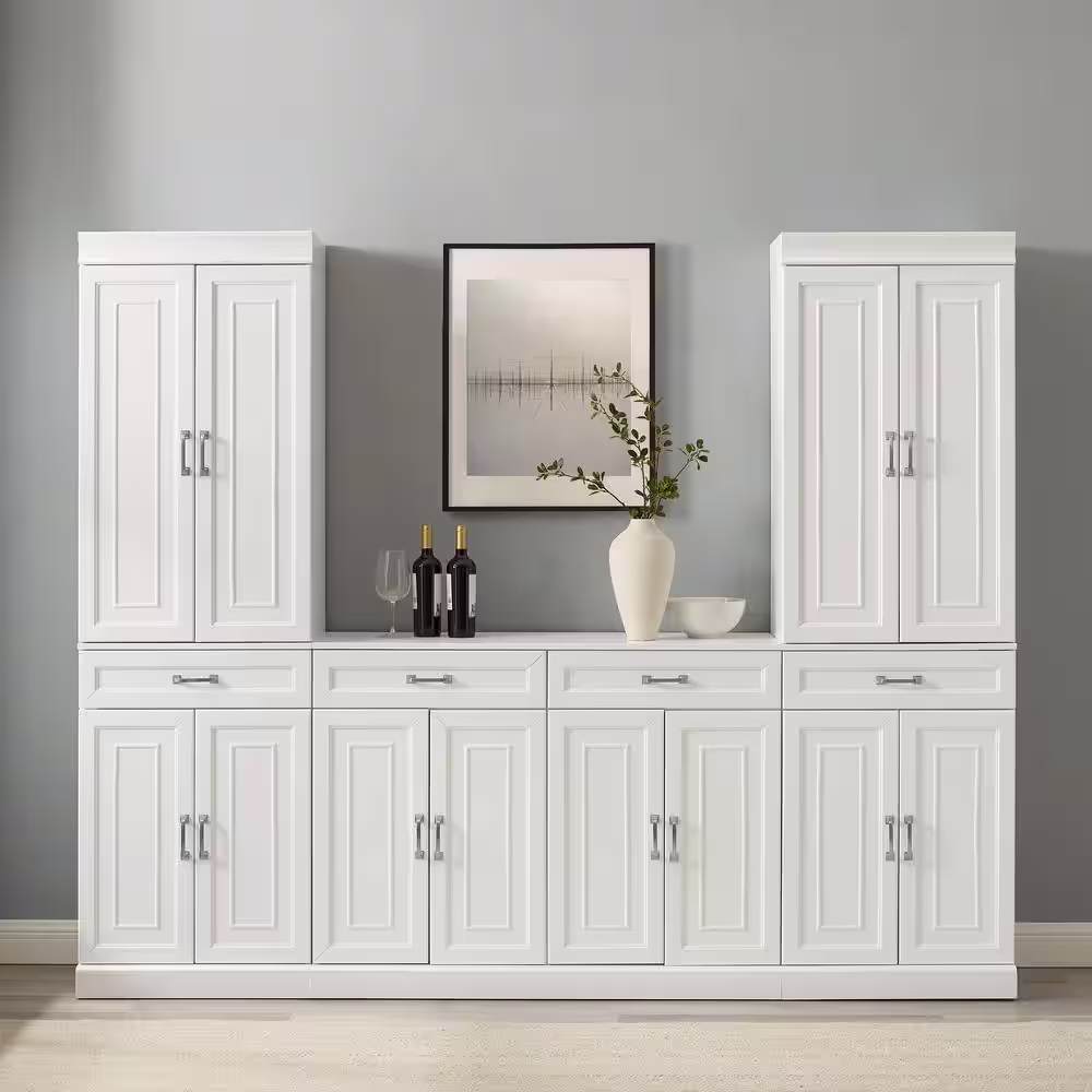 CROSLEY FURNITURE Stanton 3-Piece White Pantry Set with Sideboard