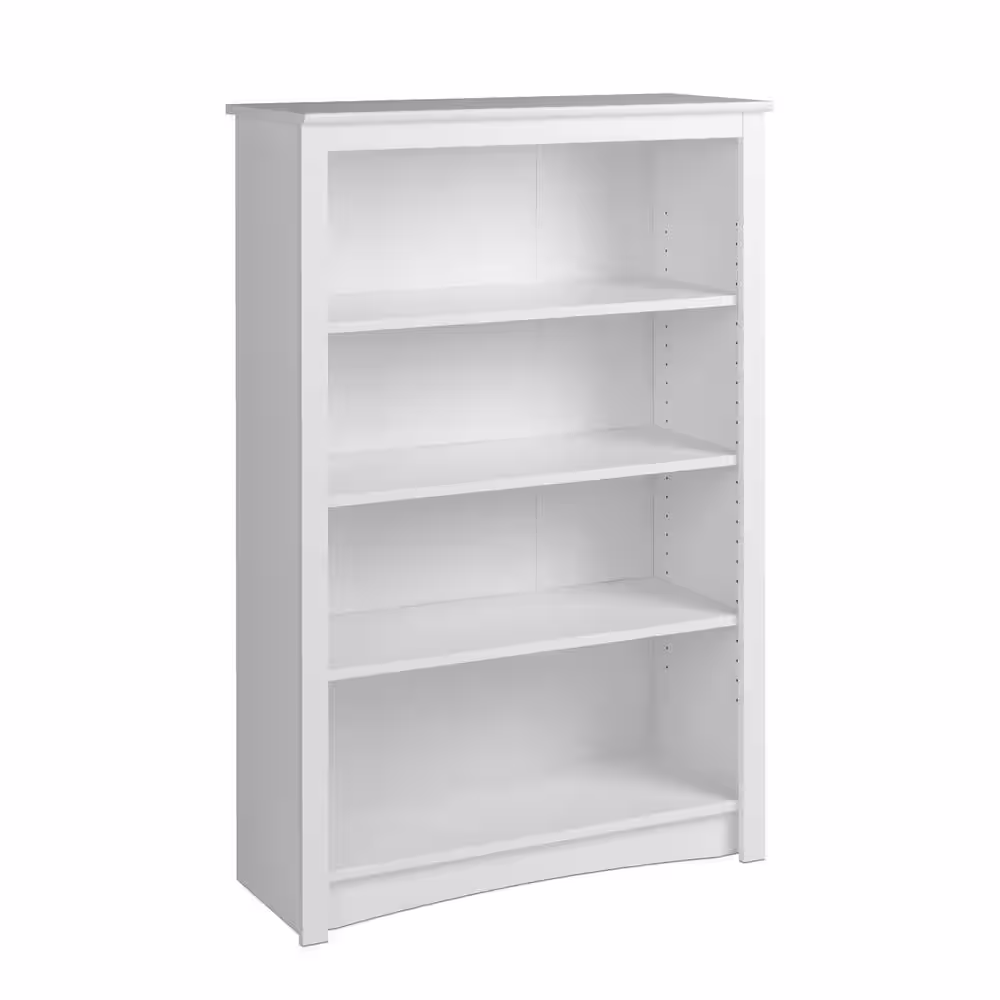 None Home Office 31.5 in. in Wide White 4-Shelf Standard Bookcase