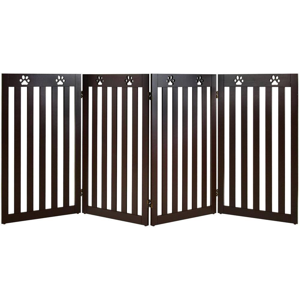 ANGELES HOME 36 in. Folding Wooden Freestanding Pet Gate with 360Â° Hinge
