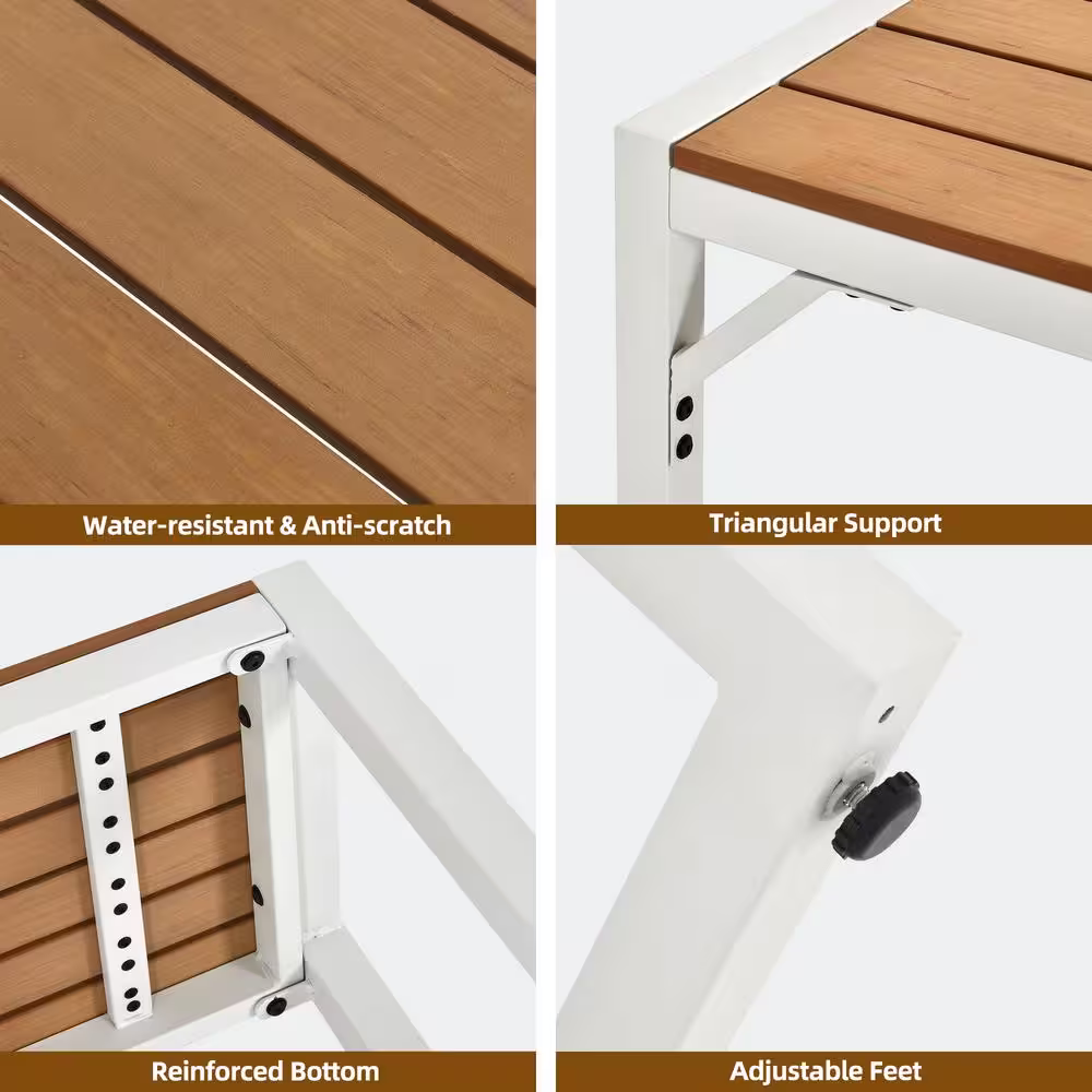 DEXTRUS 3-Piece Patio Dining Set with Rectangular Table and Two Long Benches