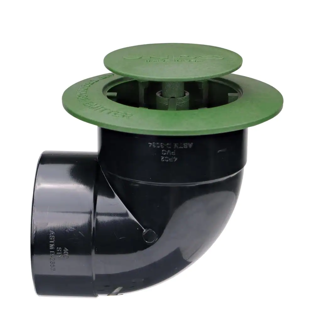 NDS Pop-Up Drainage Emitter with Elbow for 4 in. Drain Pipes, Green Plastic