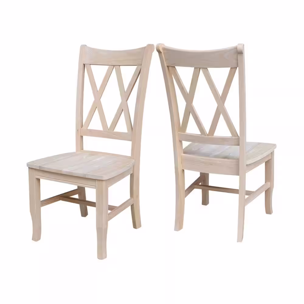 International Concepts Unfinished Wood Double X-Back Dining Chair (Set of 2)