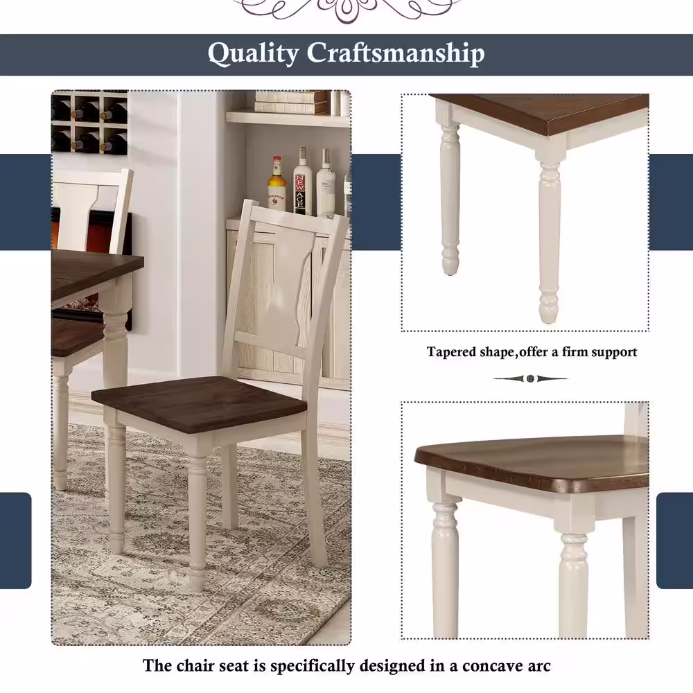 Qualler Brown 6-Piece Wood Top Dining Table with 4 Chairs and Bench