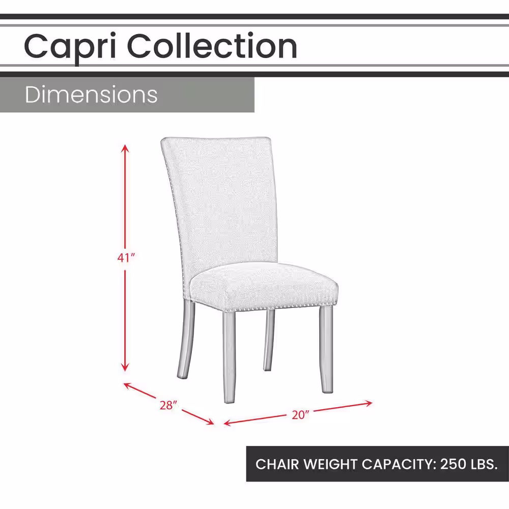 Hanover Capri 7-Piece Dining Set with Linen Side Chairs, Natural Marble Table Top and Wood Trestle Base