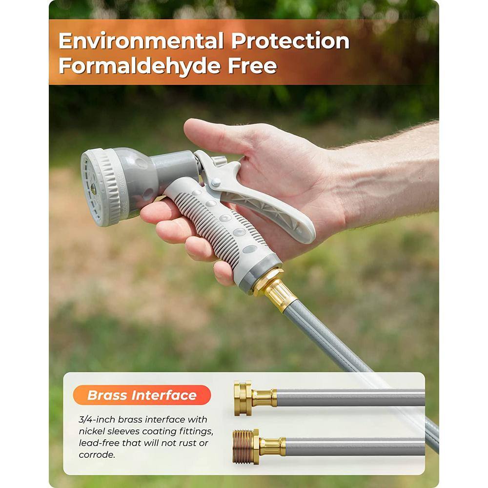 None 1/2 in. Dia x 100 ft. Wall Mounted Hose Reel with 9-Function Sprayer Nozzle