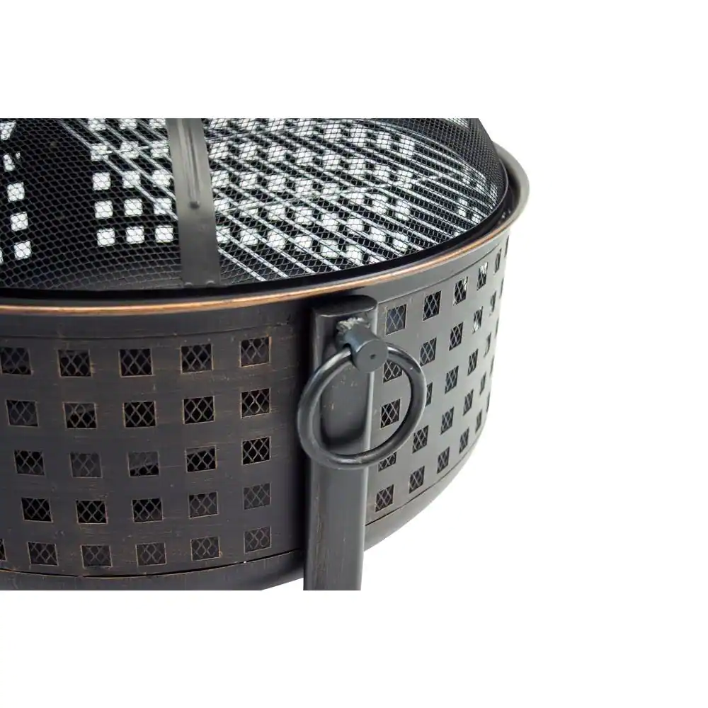 Pleasant Hearth Langston 30 in. Round Deep Bowl Steel Fire Pit in Rubbed Bronze