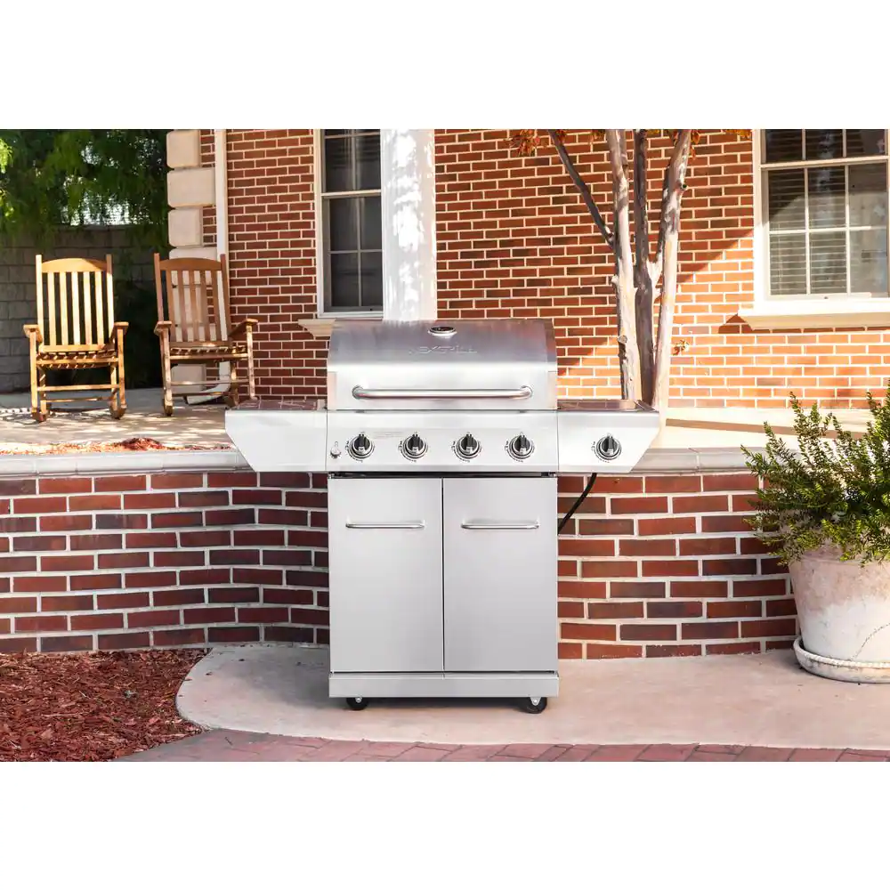 Nexgrill 4-Burner Propane Gas Grill in Stainless Steel with Side Burner