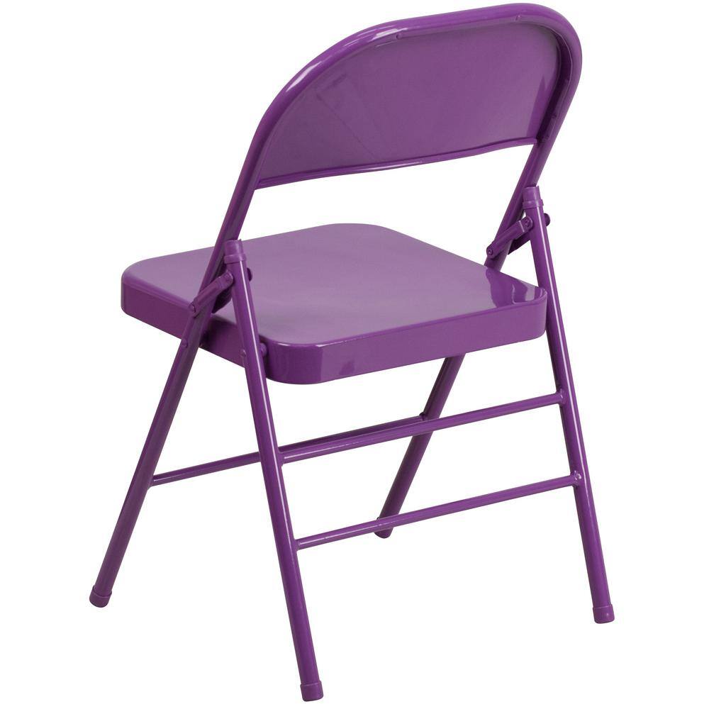Carnegy Avenue Impulsive Purple Metal Folding Chair (2-Pack)