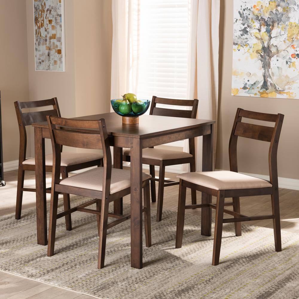 Baxton Studio Lovy 5-Piece Beige Dining Set