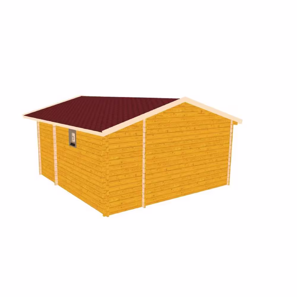 Hud-1 EZ Buildings 16 ft. W x 16 ft. D Cabin Kit with Solar Package D.I.Y. Log