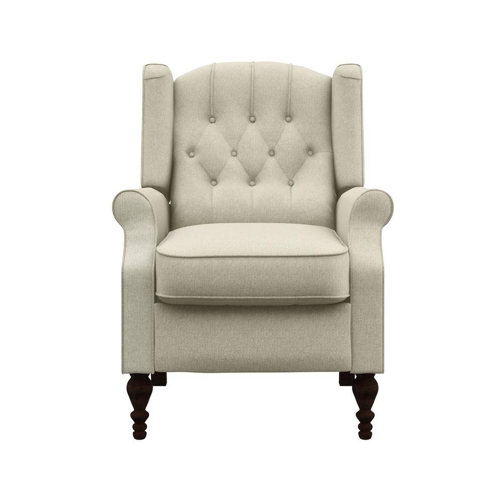 StyleWell Waybrook Biscuit Beige Upholstered Tufted Wingback Pushback Recliner