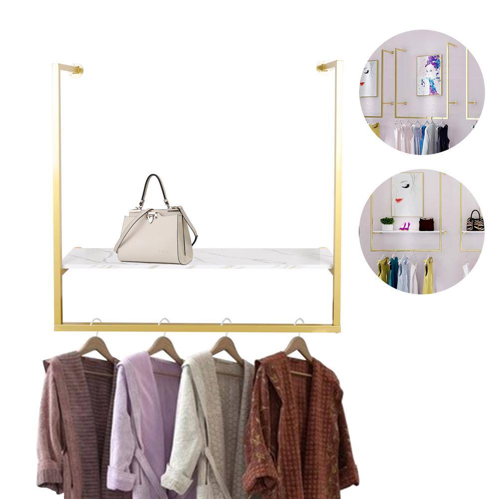 None Gold Iron U-shape Clothes Rack 39.37 in. x 39.37 in.