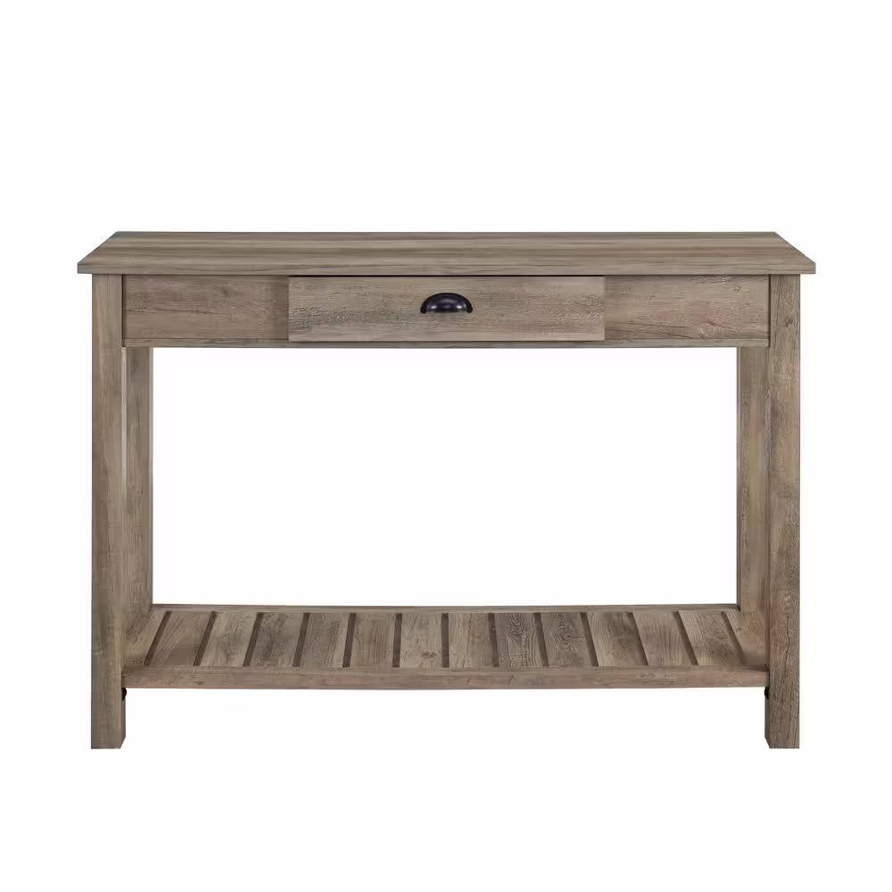 Walker Edison Furniture Company Country 48 in. Gray Wash Standard Rectangle Wood Console Table with Drawers