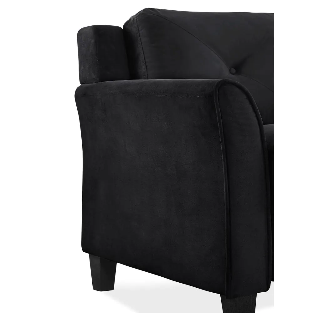 Lifestyle Solutions Harvard Black Microfiber with Curved Arm Chair