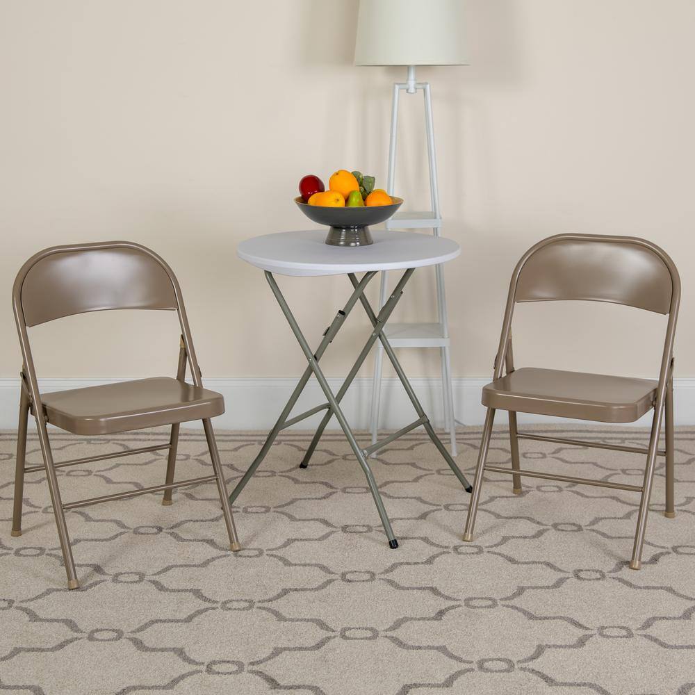 Carnegy Avenue Beige Metal Folding Chair (4-Pack)