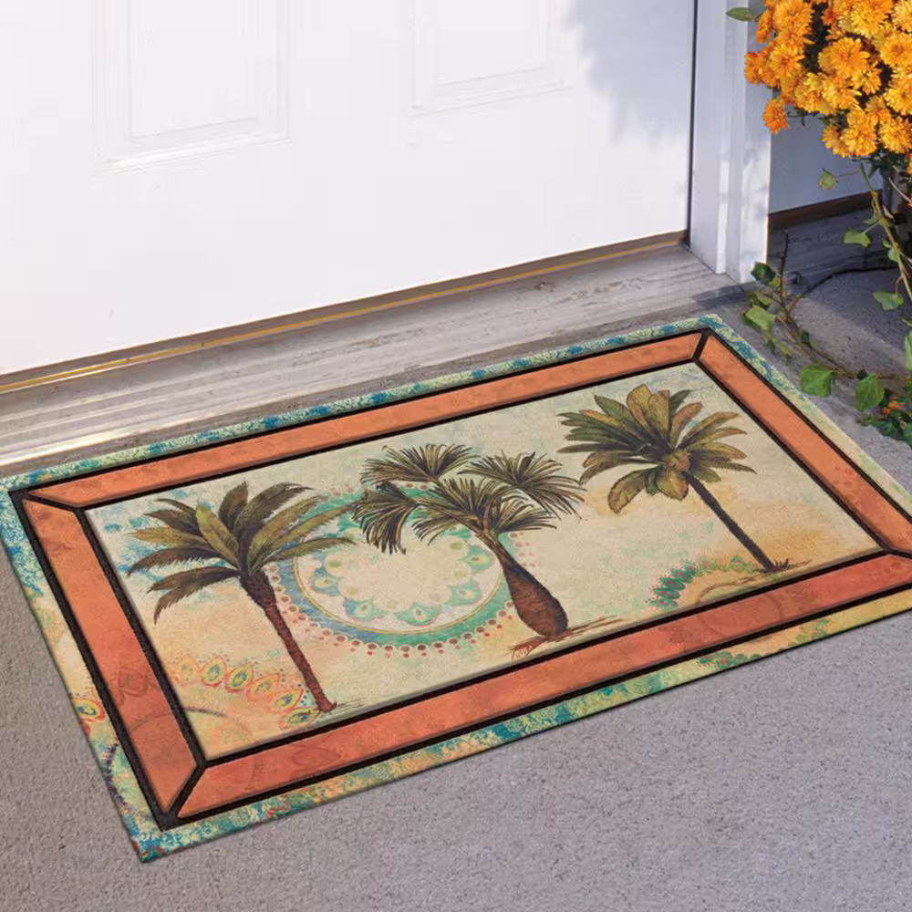 Mohawk Home Picture Frame Fresco Palm 18 in. x 30 in. Recycled Rubber Door Mat
