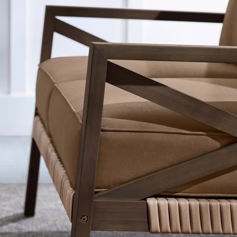 Hampton Bay Lakehaven Dark Grey 5-Piece Wood Patio Conversation Set with CushionGuard Earth Brown Cushion