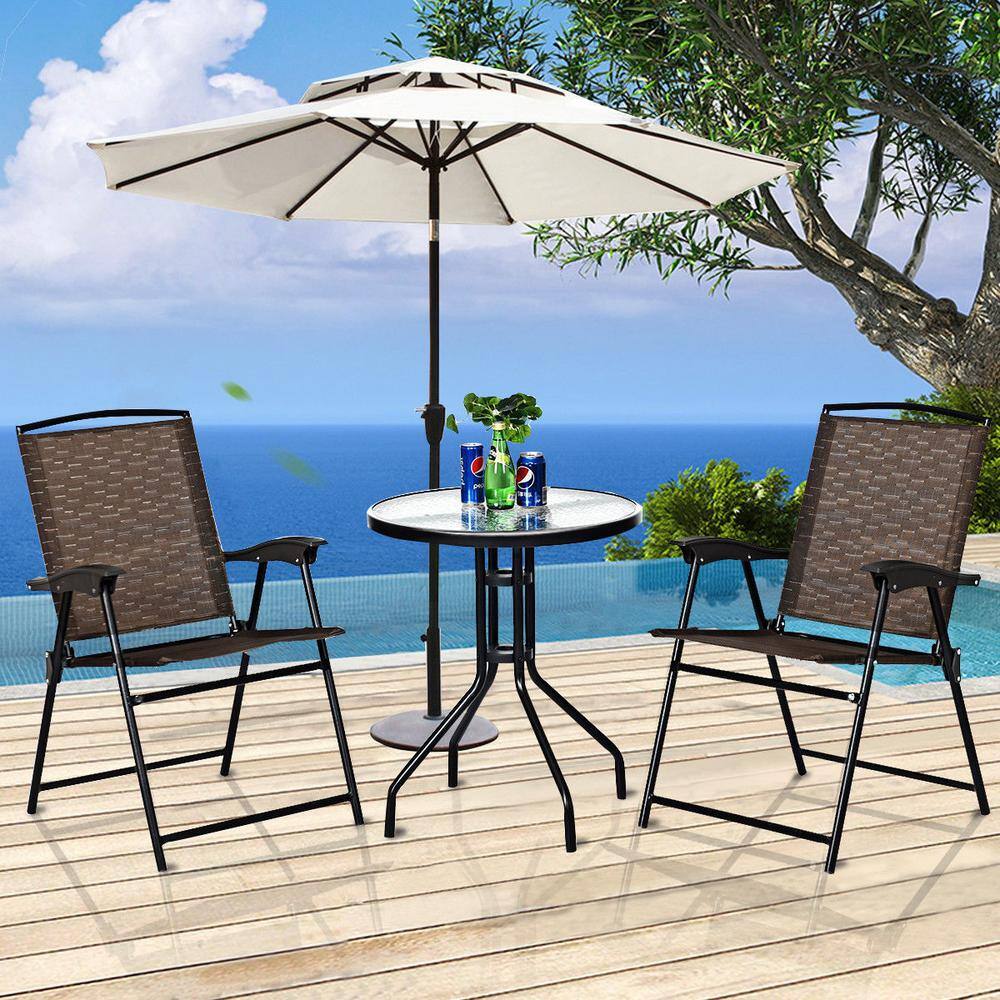 Boyel Living 3-Piece Brown Outdoor Folding Bistro Set Patio Garden Furniture Set