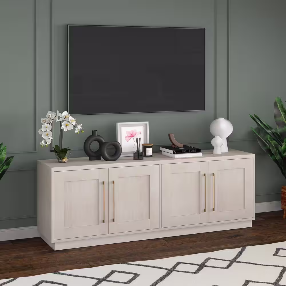 Meyer&Cross Tillman 68 in. Alder White Rectangular TV Stand fits TV's up to 75 in.