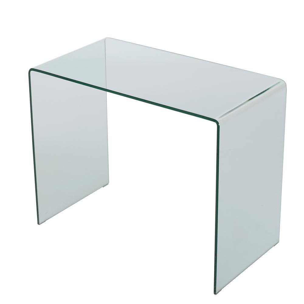 Noble House Caradoc 37.4 in. Rectangular Clear Glass Writing Desk