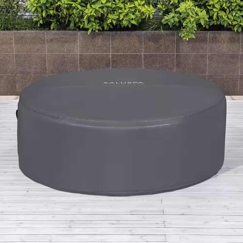 None 71 in. x 26 in. Waterproof Round Thermal Spa Cover in Gray