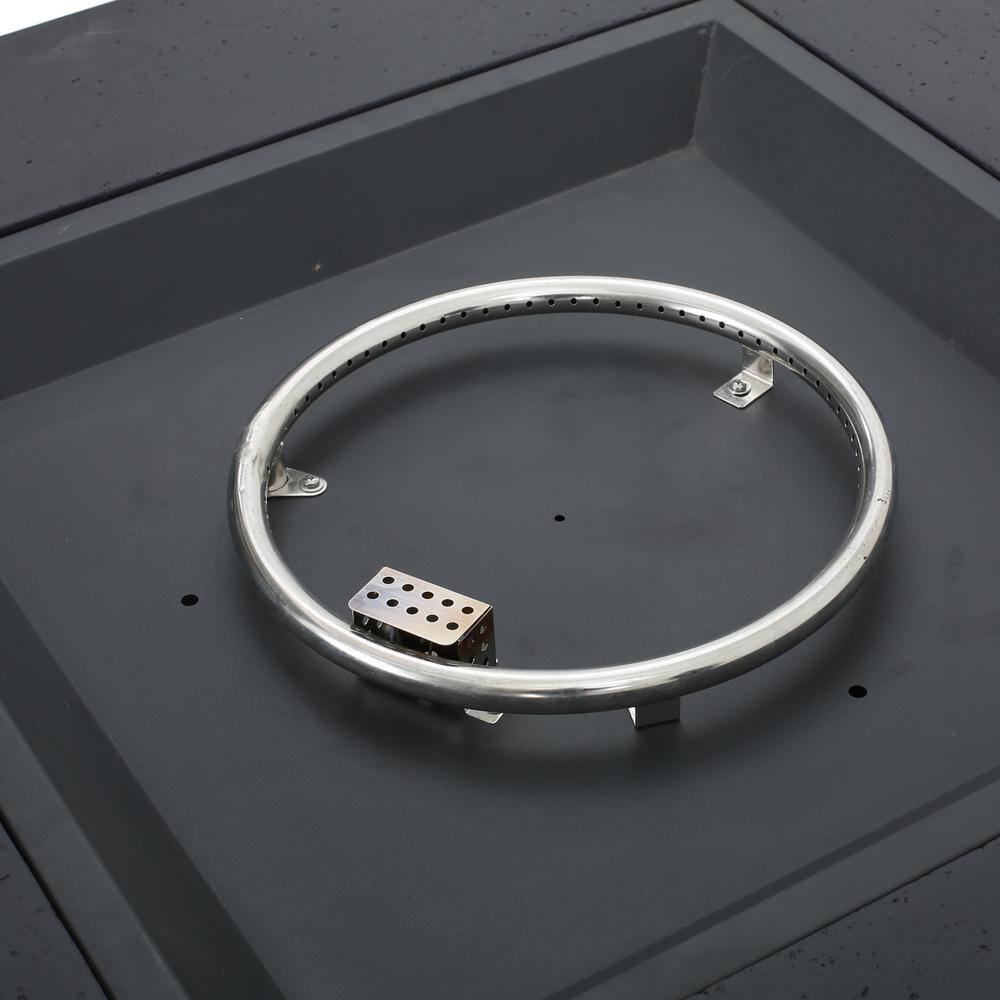 Noble House Mayfair Dark Gray Square Stone Fire Pit (No Tank Holder)