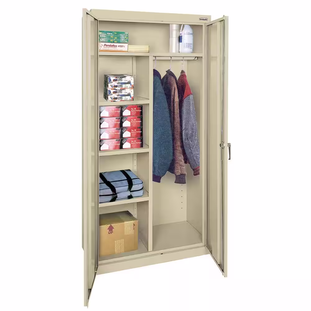 Sandusky Classic Series Steel Combination Cabinet with Adjustable Shelves in Putty (72 in. H x 36 in. W x 18 in. D)