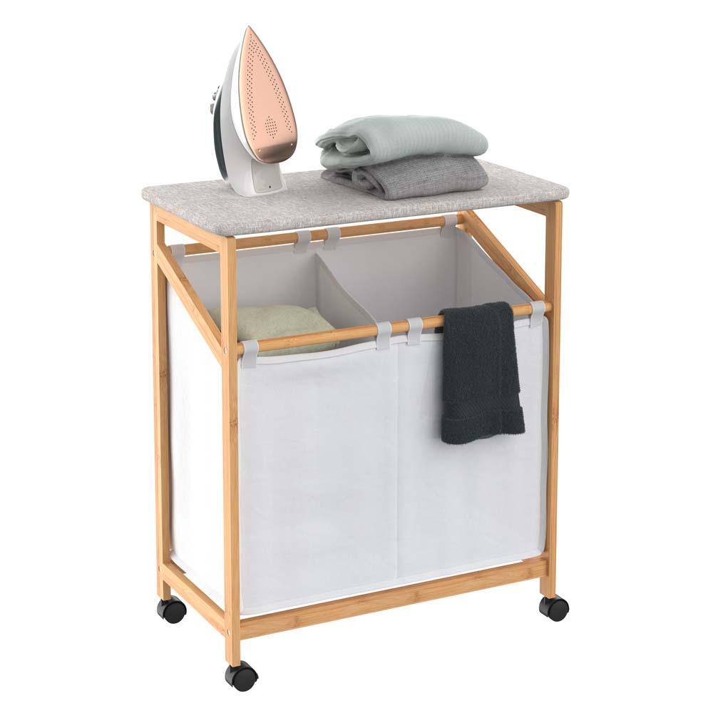 ClosetMaid Bamboo 2-Compartment Laundry Cart with Wheels