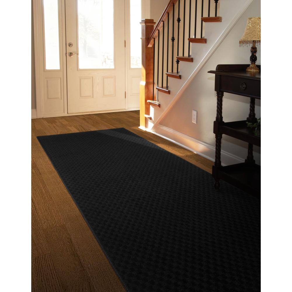 Garland Rug Medallion Black 3 ft. x 12 ft. Runner Rug