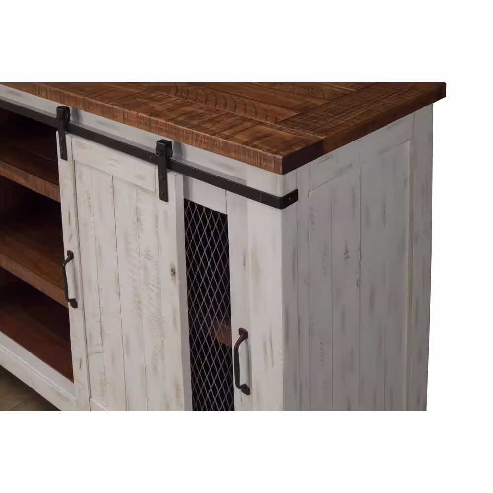 Martin Svensson Home Toas White Metal TV Stand Fits TVs Up to 70 in. with Adjustable Shelves