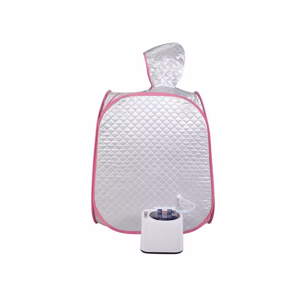 None 1-Person Foldable Half Body Steam Sauna Spa Tent with Steam Pot, Chair and Remote Control in Gray