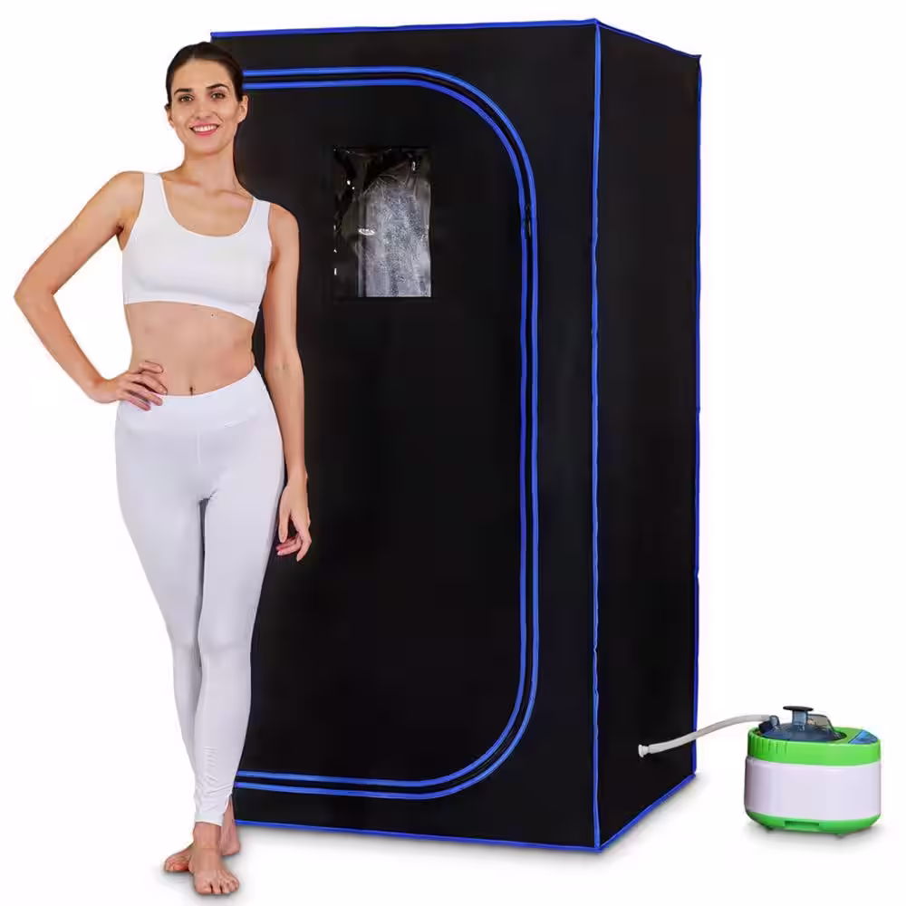 SereneLife 1-Person Indoor Portable Full Size Home Spa Steam Sauna with Remote, Black