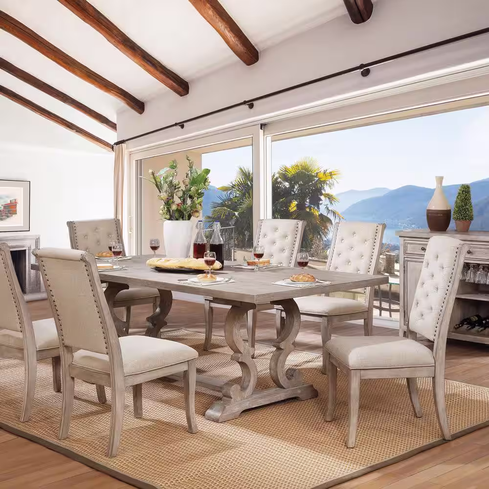 Furniture of America Reina Rustic Natural Tone Fabric Tufted Side Chairs (Set of 2)