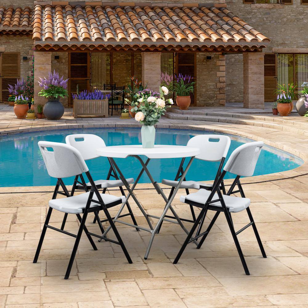 None White Metal Folding Chair (Set of 4)