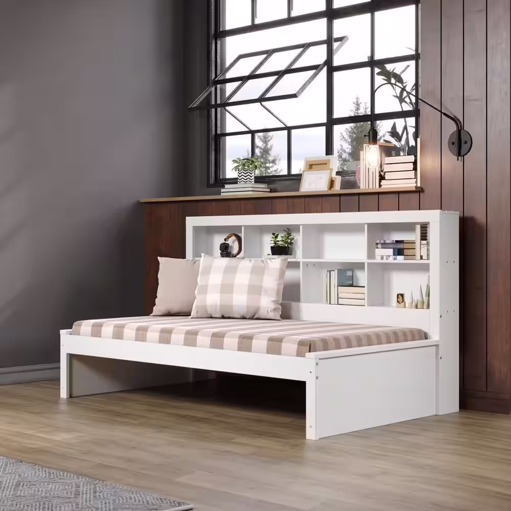 Donco Kids White Twin Daybed with Bookcase