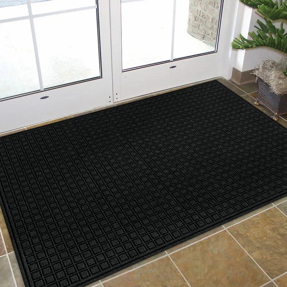 TrafficMaster 48 in. x 72 in. Black Synthetic Fiber and Recycled Rubber Commercial Door Mat