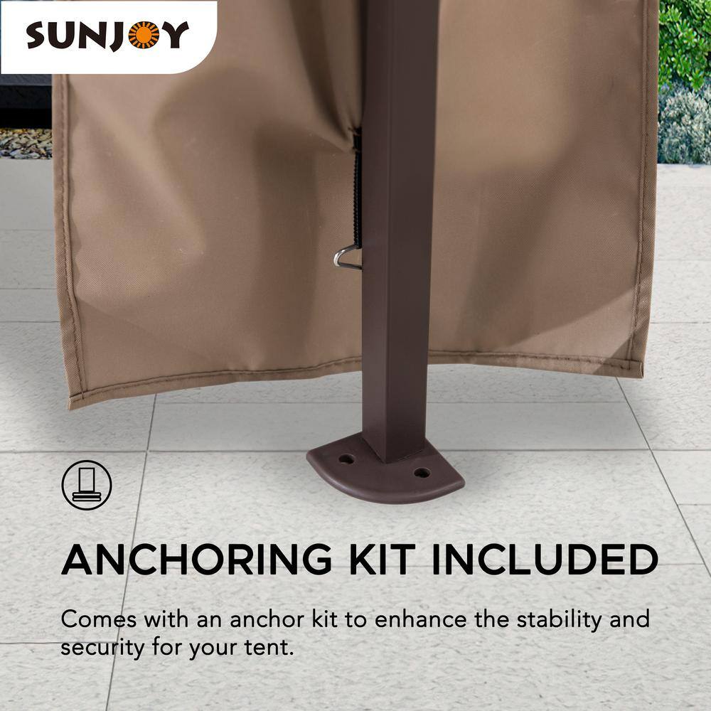 Sunjoy Willow 11 ft. x 11 ft. Khaki Steel Pop Up Portable Gazebo