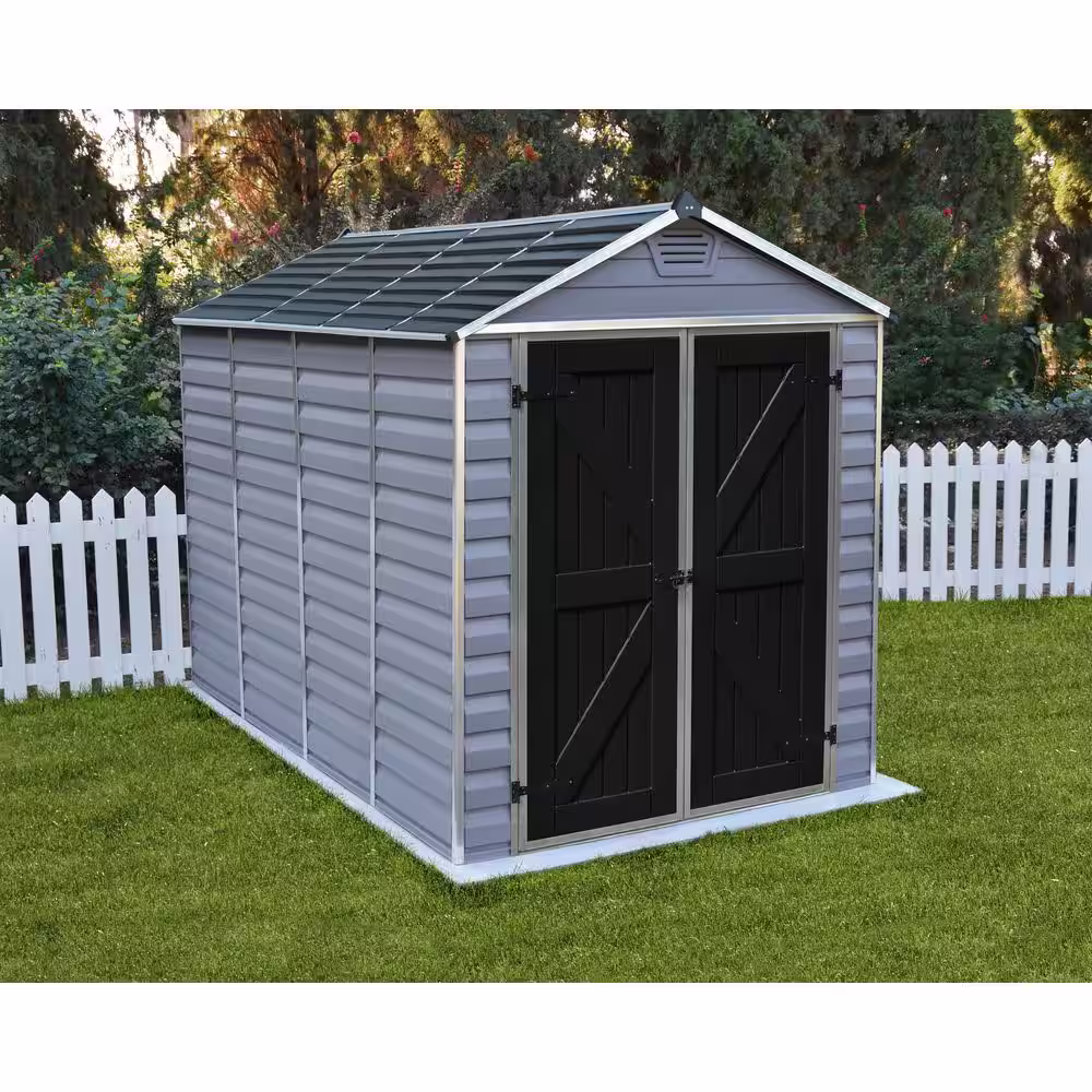CANOPIA by PALRAM SkyLight 6 ft. W x 10 ft. D Dark Gray Deco Plastic Garden Outdoor Storage Shed 60.6 sq. ft.
