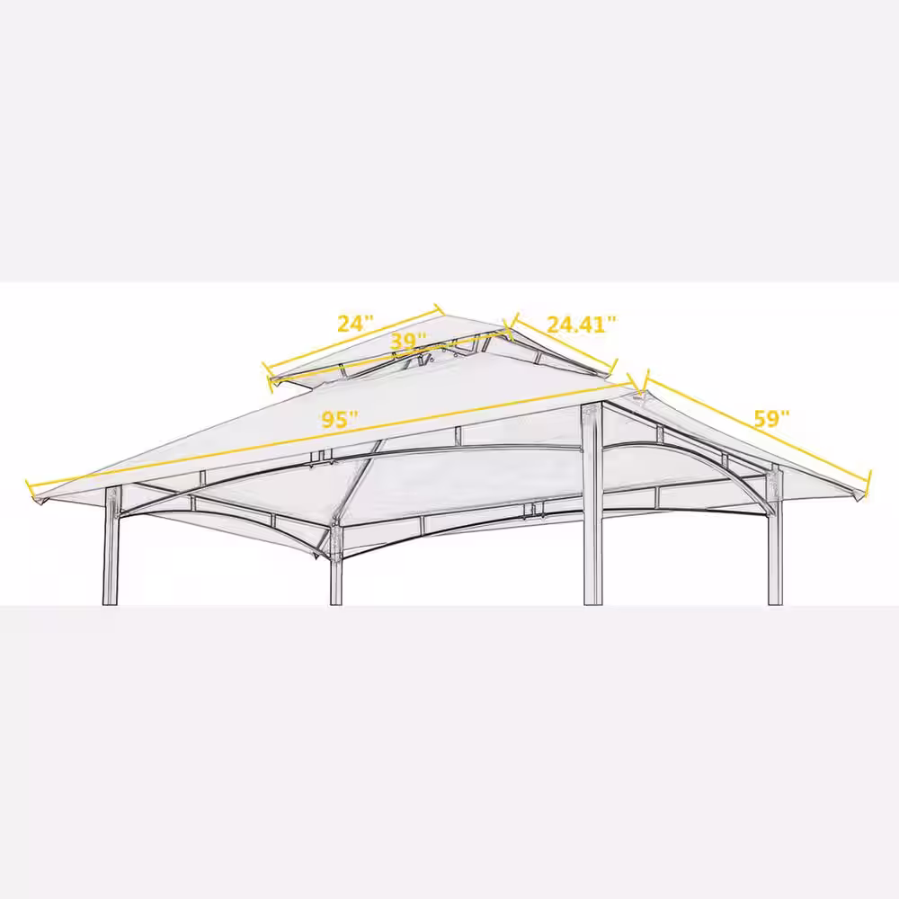 None 8 ft. x 5 ft. Brown Grill Gazebo Replacement Canopy, Double Tiered BBQ Tent Roof Top Cover