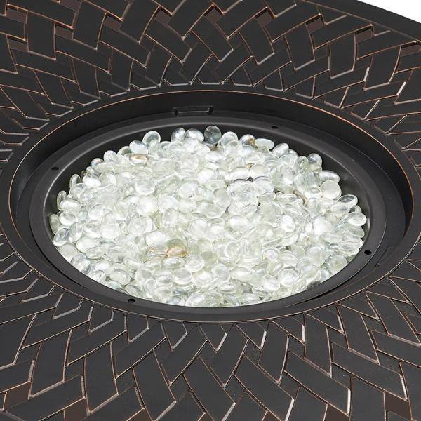 Fire Sense Morrison 37.4 in. x 31.5 in. Oval Aluminum LPG Fire Pit Kit in Antique Bronze