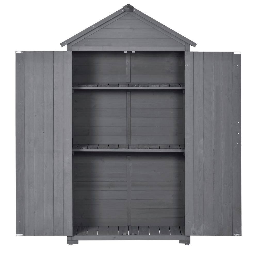 None 35.4 in. W x 22.4 in. D Natural Wood Garden Outdoor Storage Shed with Shelves Gray (17.4 sq. ft.)
