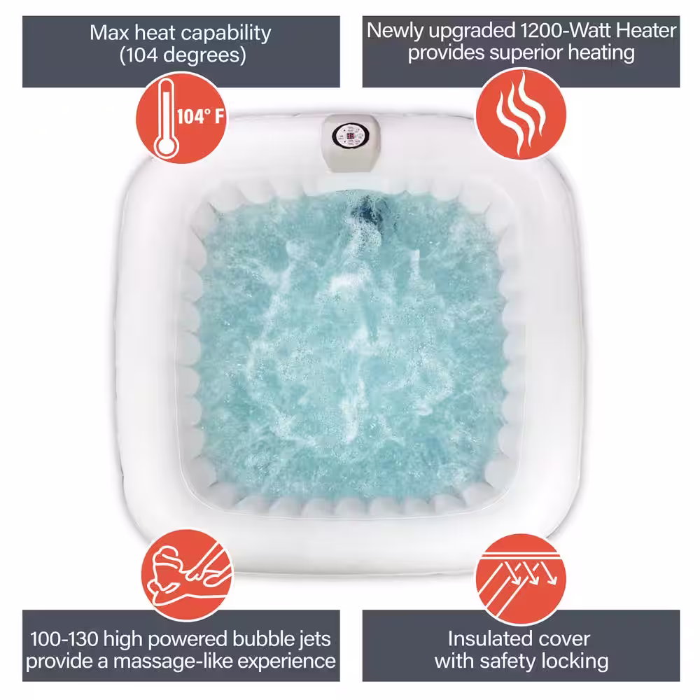 ALEKO Inflatable 4-Person 130-Jets Hot Tub with Cover