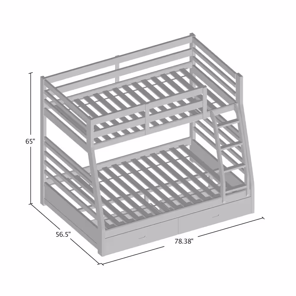 Furniture of America Daxter Dark Walnut Twin Over Full Bunk Bed with Drawers